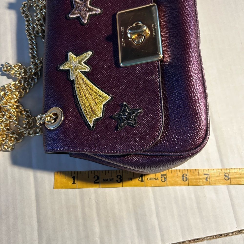 Coach Cassidy Purple Metallic Star Embellished Crossbody Bag F38341 - Picture 11 of 16